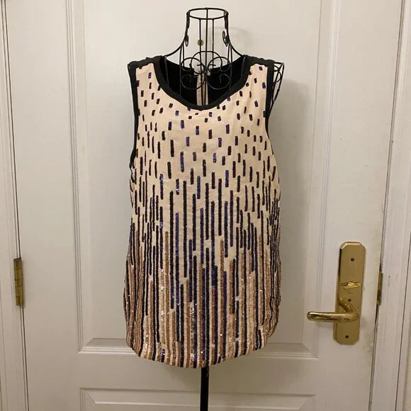 Great Anthropologie TINY Sequins Embellished Tank Knit Tops Size Medium - Picture 2 of 8